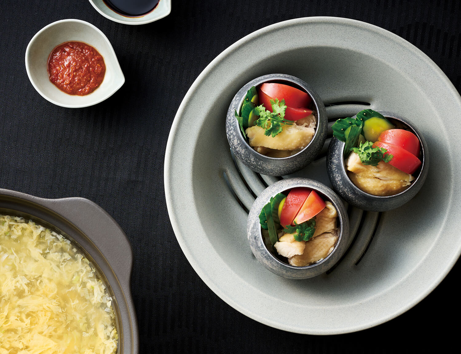 海南鶏飯(チキンライス)、蛋花湯(ふわとろ玉子スープ)